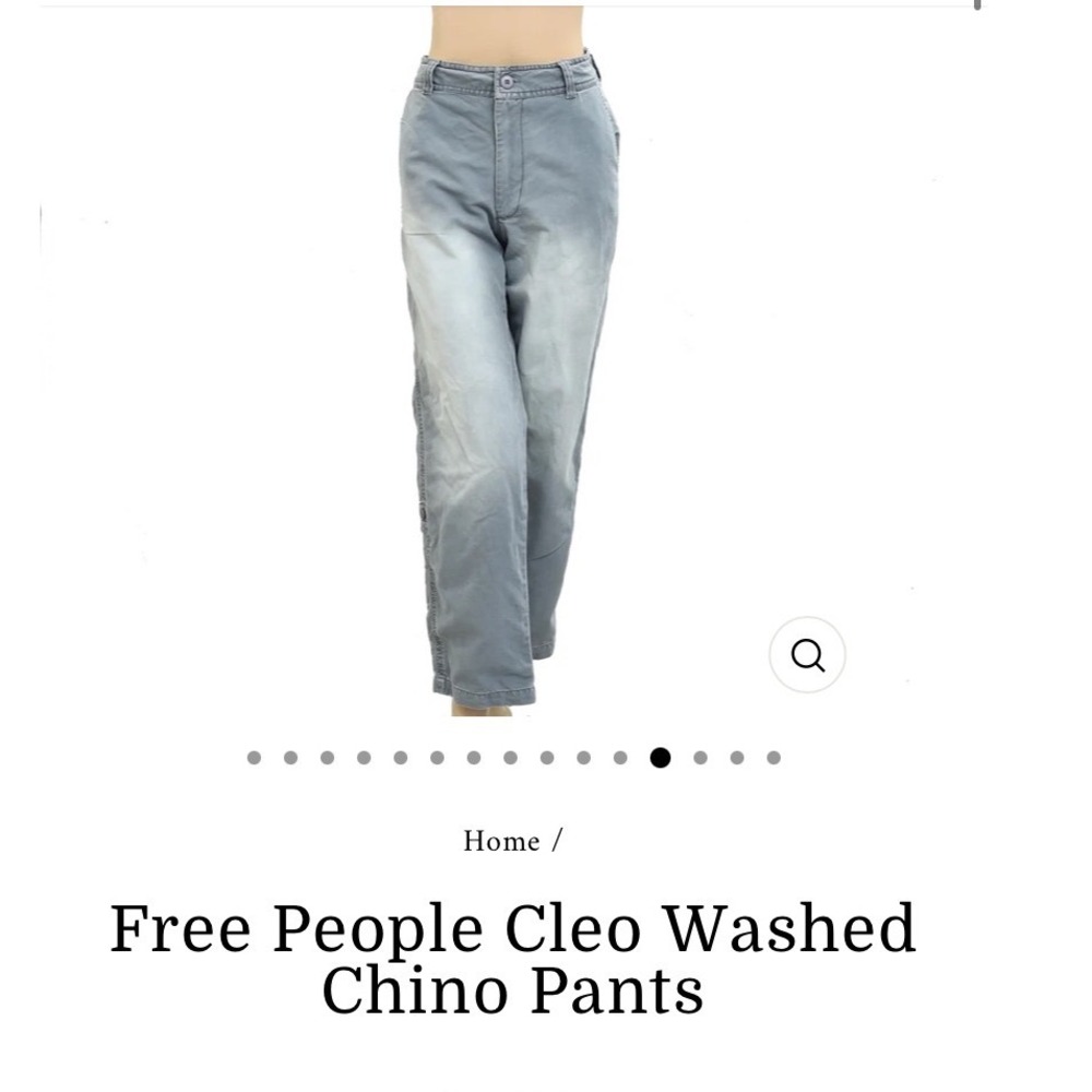 Free People Women Blue Utility Straight Leg Roll Tab Pants Size 0 Cotton